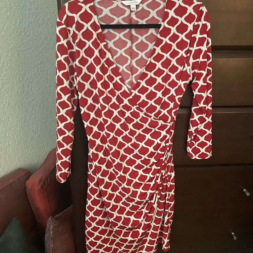 Charming Charlie Red and White Bodycon Dress